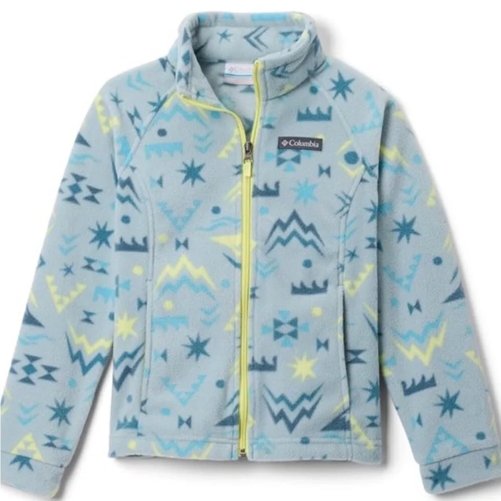Columbia Kids Large, Gray and Yellow Patterned Fleece Jacket NWT